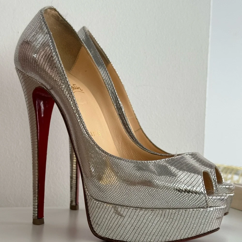 Christian Louboutin Silver Python Heels - Picture 2 of 6